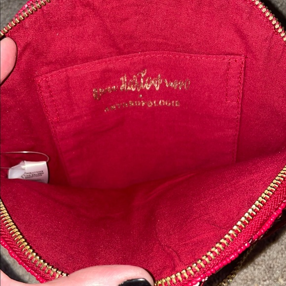 Anthropologie Red Beaded Floral Crossbody Bag - Picture 3 of 3